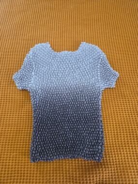 Vintage Y2k Stretchy Scrunchy Popcorn Bubble Top Ombre Silver Crinkle 2000s O/S
